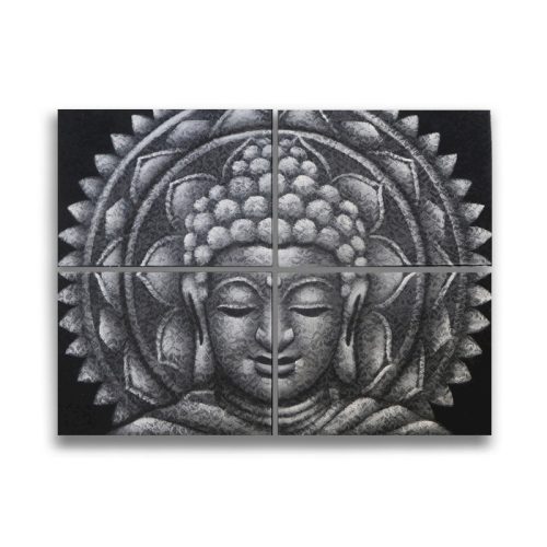 Szürke Buddha Mandala - Brokát Részlet 30x40cm x 4