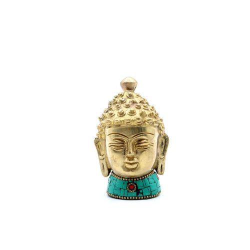 Bronz Buddha Szobor - Közepes Fej - 8 cm