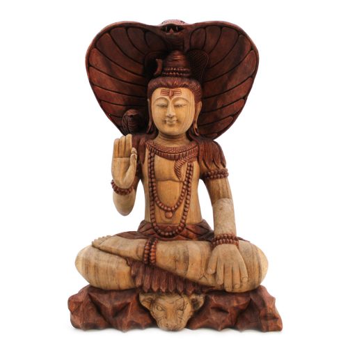 Kézműves Buddha Szobor - Shiva Kobrával - 50cm