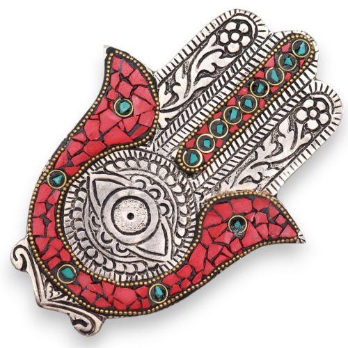 Kicsi Piros és Zöld Hamsa Füstölő Állvány 13x5.5cm