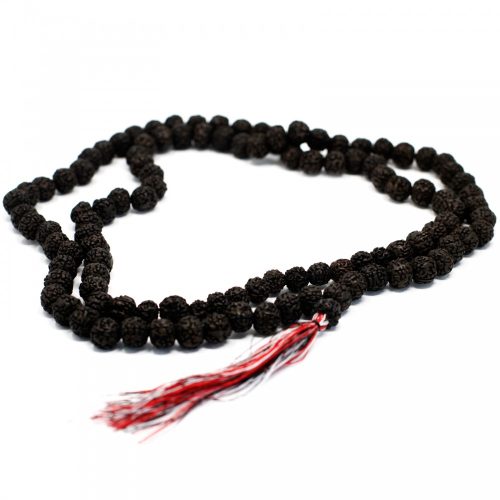 108 Rudraksha Mala Lánc - 4 arcú rudraksa / 4 mukhi rudraksha - Sötét