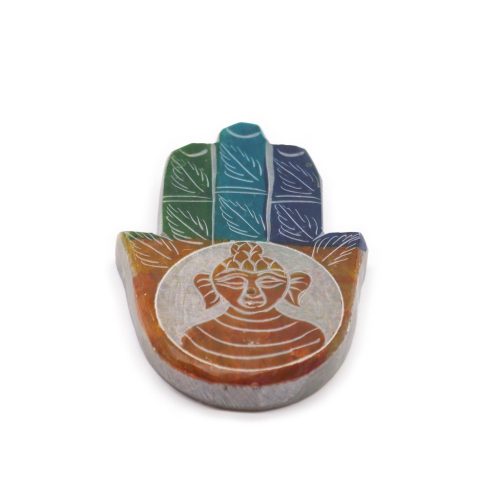 Szappankő Hamsa Füstölő Állvány 9x6cm -Buddha